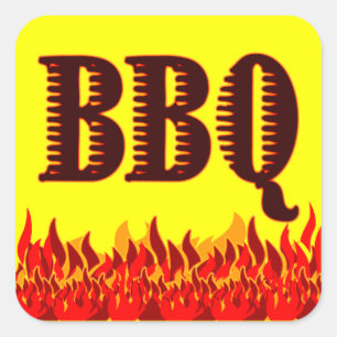 Carré BBQ Red Flames personnalisable Jar ou Sticker à ca