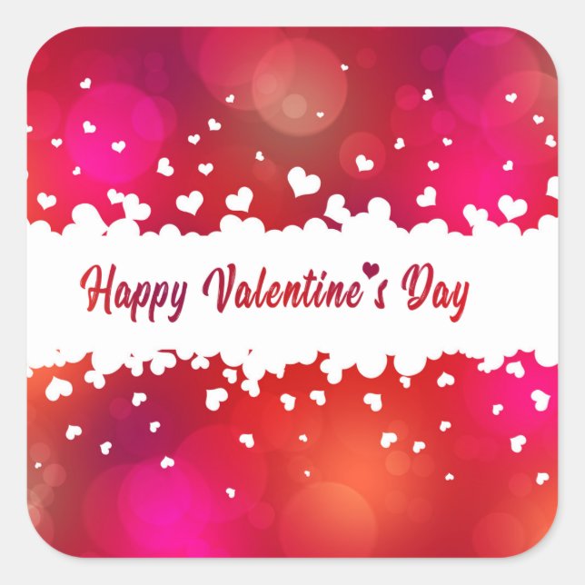 Carré Beau Coeurs Heureuses Saintes-Valentin - Sticker (Devant)