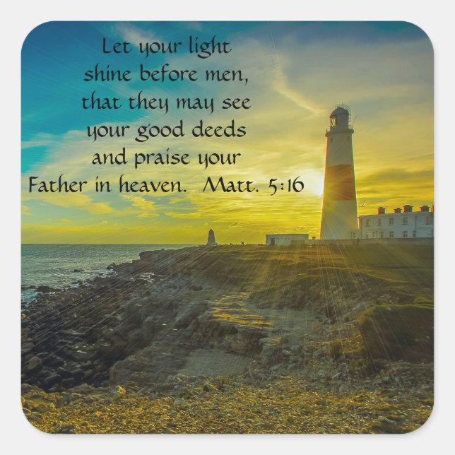 Carré Beau phare Bible Verse Sticker (Devant)