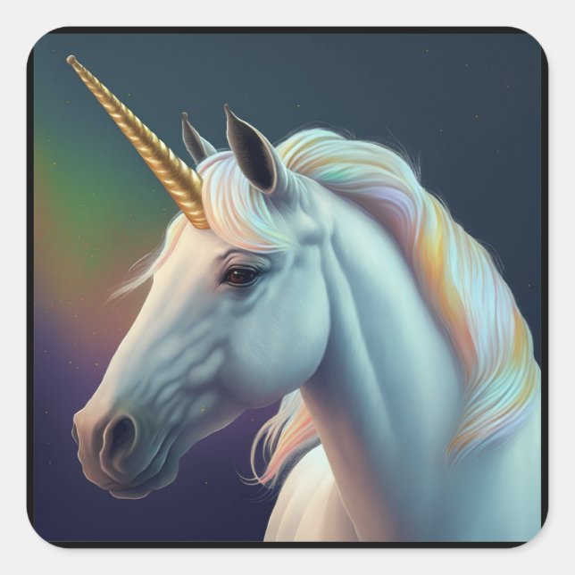 Carré Beau Sticker Tête Unicorn (Devant)