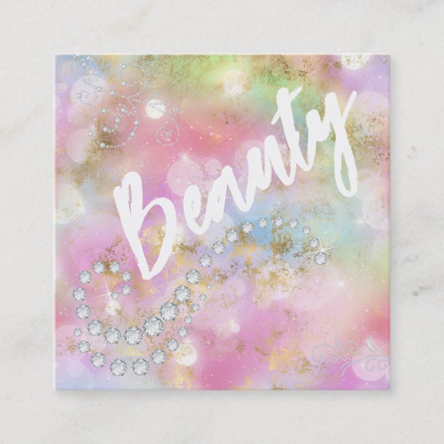 Carré *~* BEAUTY Rainbow Gold Grunge Carte de visite (Devant)