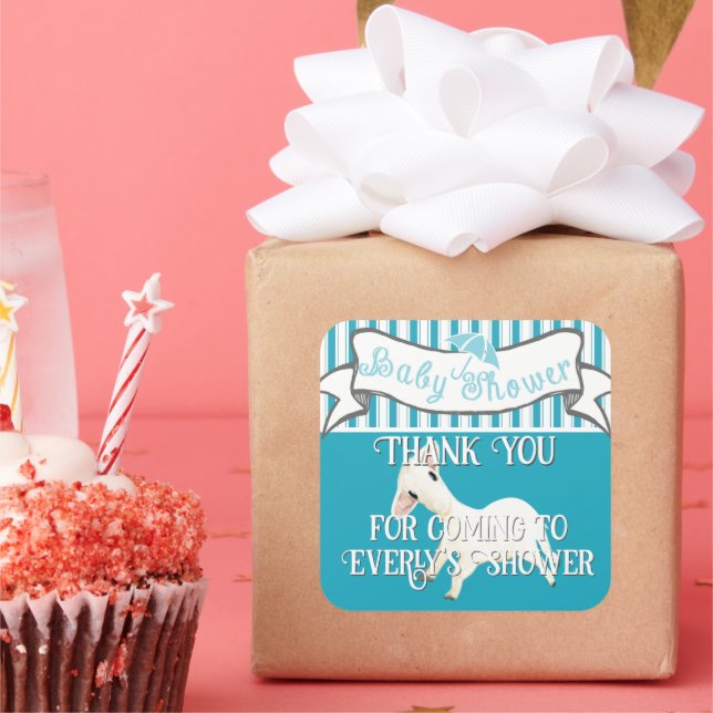 Carré Bébé agneau Bébé Douche Sticker (Fête)