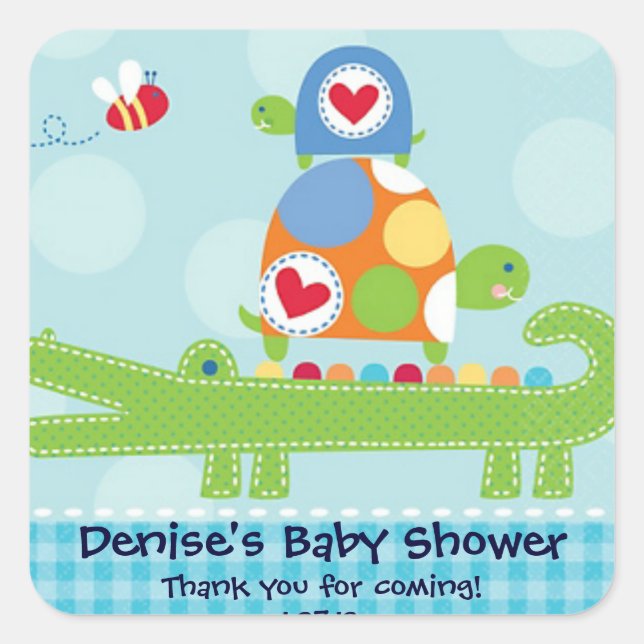Carré Bébé Crocodile et Sticker de tortue (Devant)