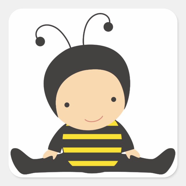 Carré Bébé en costume d'abeille Sticker (Devant)