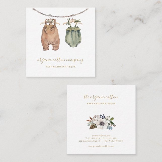 Carré Bébé et enfants Vêtements carte de visite (Devant / Derrière)