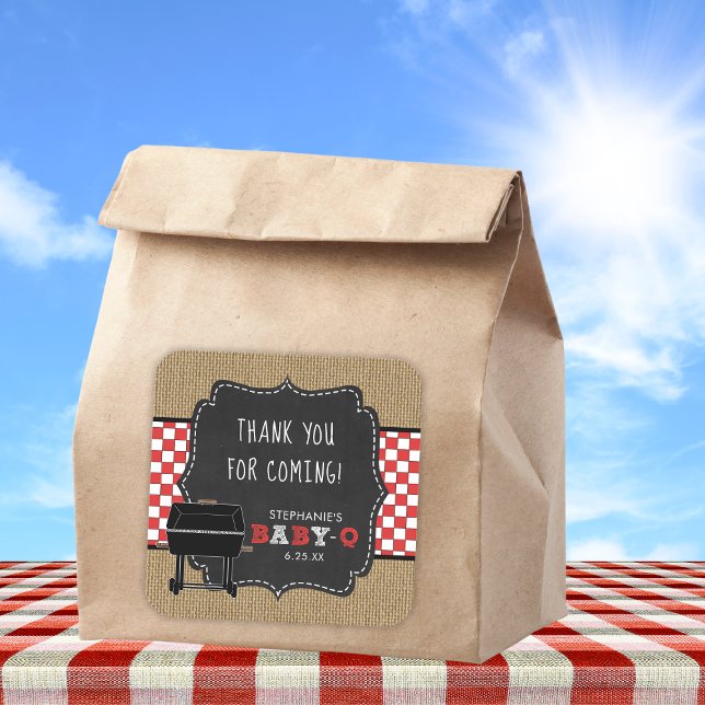 Carré Bébé Q baby shower merci vous préférez sticker RED (Créateur téléchargé)