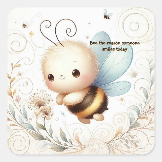 Carré Bee Kindness Inspirational Sticker (Devant)