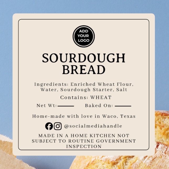 Carré Beige Sourdough Ingredient Cottage Sticker (Créateur téléchargé)
