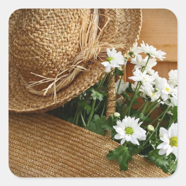 Carré BEL CASQUETTE DROIT AVEC Sticker DAISIES (Devant)