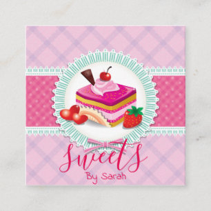 Carré Belle boulangerie Cake Carte de visite rose