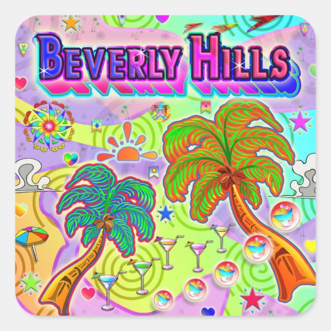 Carré Beverly Hills Sticker cible de vacances (Devant)