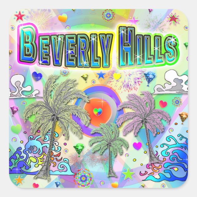 Carré Beverly Hills Sticker de rêve profond (Devant)