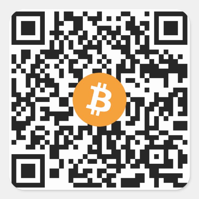 Carré Bitcoin QR Code Petit Sticker (feuille de 20) (Devant)