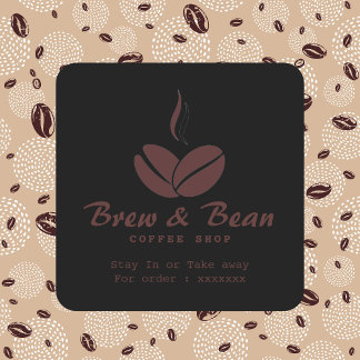 Carré Black Custom coffee shop logo square sticker