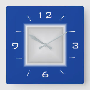 Carré bleu et blanc > Horloge de cuisine