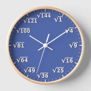 Carré bleu horloge racine Mathématiques horloge