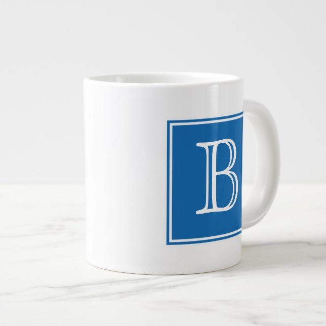 Carré bleu Monogramme Spécialité Mug (Devant droit)