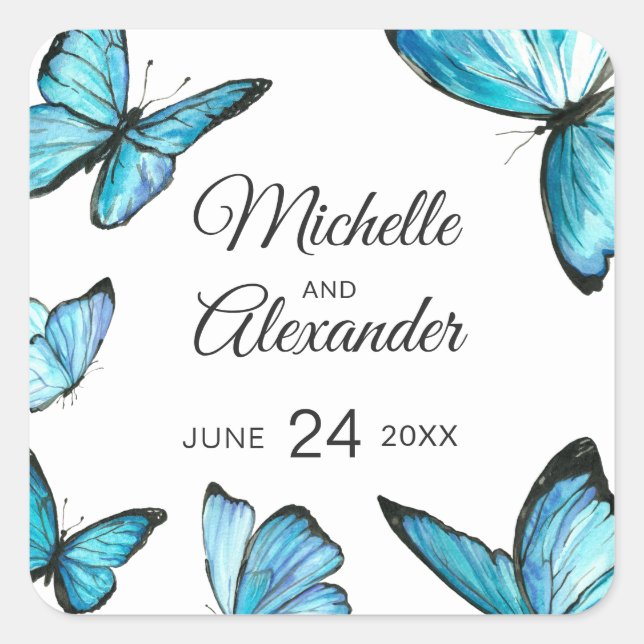 Carré Bleu papillon Monogram Classic Sticker (Devant)