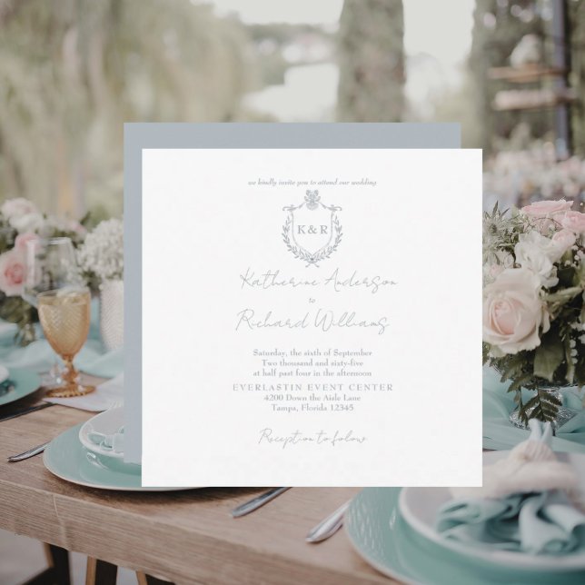 Carré Bleu Poussiéreux Élégant Mariage  (Créateur téléchargé)