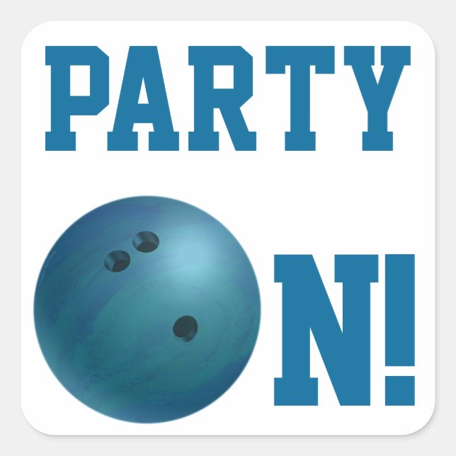 Carré Blue Bowling Ball Party sur Sticker (Devant)