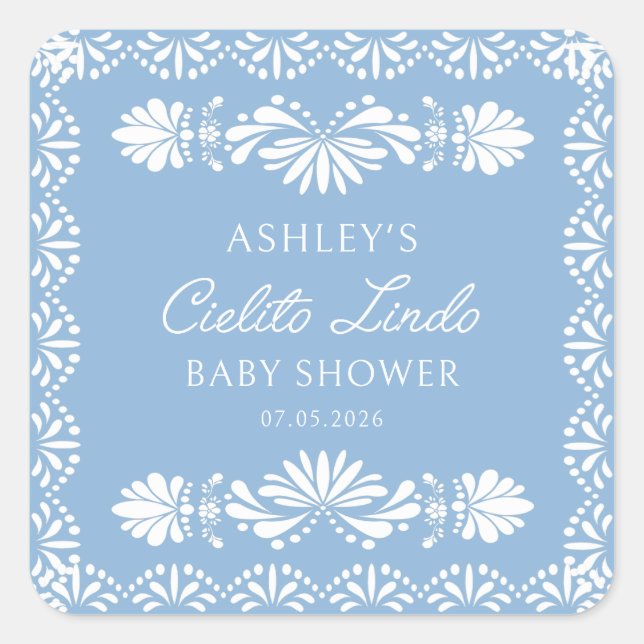 Carré Blue Cielito Lindo Boy Baby Shower Sticker (Devant)