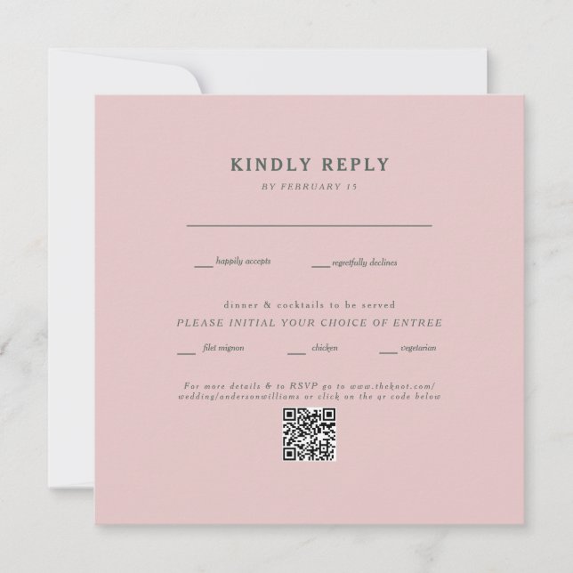 Carré Blush Mariage QR Code RSVP (Devant)