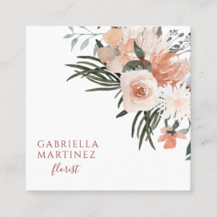 Carré Boho Dusty vert rose fleuriste Carte de visite