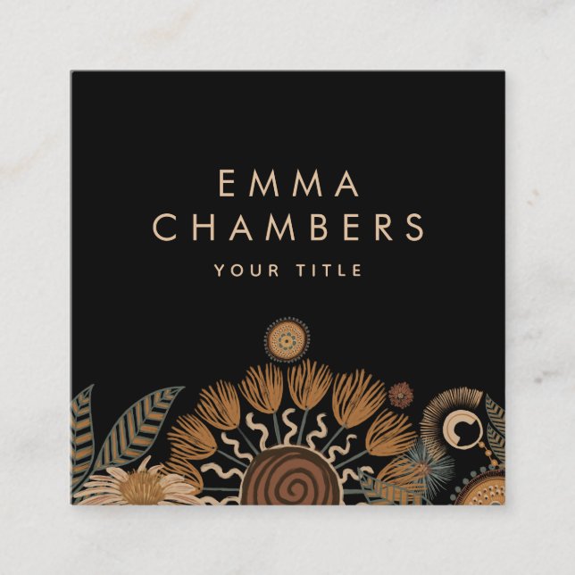 Carré Boho Floral Carte de visite (Devant)