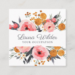 Carré Boho Pink Floral Carte de visite