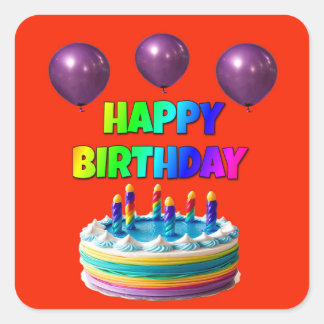 CARRÉ BONJOUR D'ANNIVERSAIRE CAKE STICKER