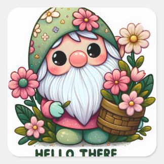 Carré Bonjour Là Sticker Gnome : Un Amical