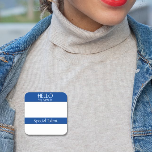 Carré Bonjour Nom Balise Sticker Badge Funny Party (Créateur téléchargé)