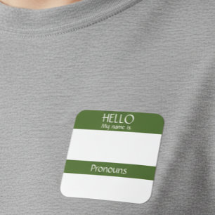 Carré Bonjour Nom Balise Sticker Badge Pronounes sont
