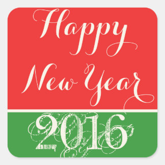 Carré Bonne année 2016 Sticker Red Green