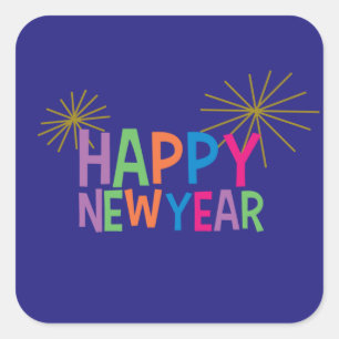 Carré Bonne année avec Sticker Fireworks