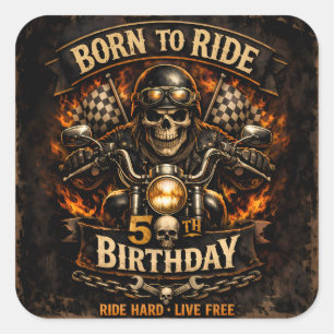 Carré Born to Ride 50th Birthday Biker Skull Sticker