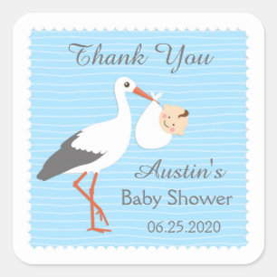 Carré Bouche portant mignon bébé garçon Sticker Merci