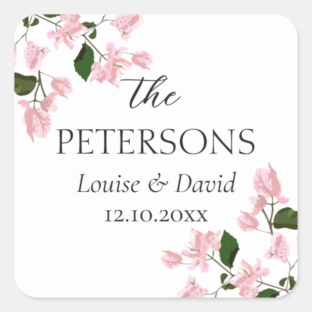 Carré Bougainvillea Mariage Cadeaux & Faveurs Sticker (Devant)