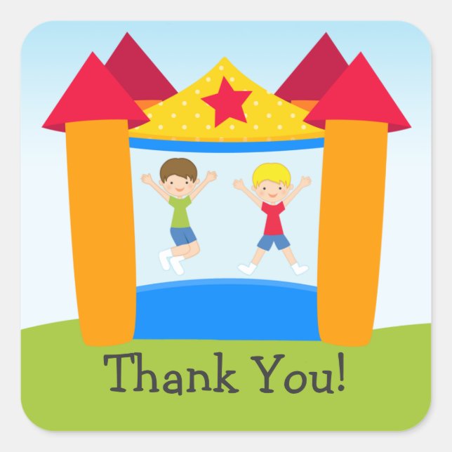 Carré Bounce House Anniversaire Sticker (Devant)