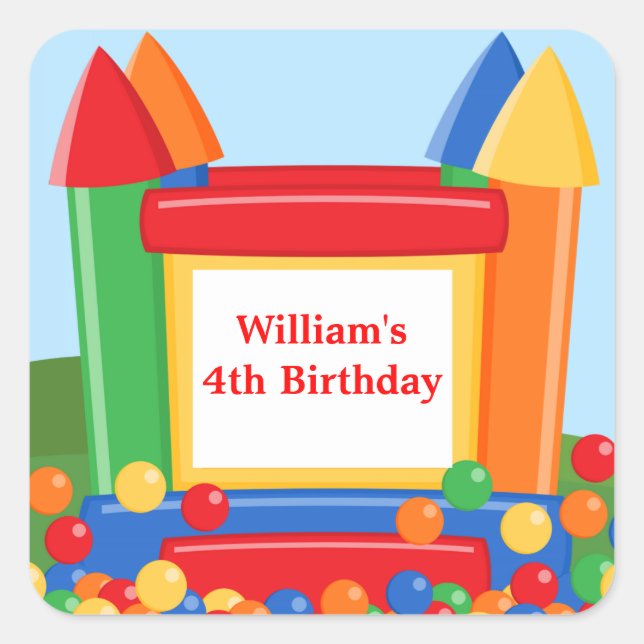 Carré Bounce House Anniversaire Sticker (Devant)
