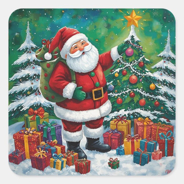 Carré Bright & Merry Santa Sticker Charm (Devant)