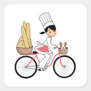 Carré Bycicle Chef Art Sticker