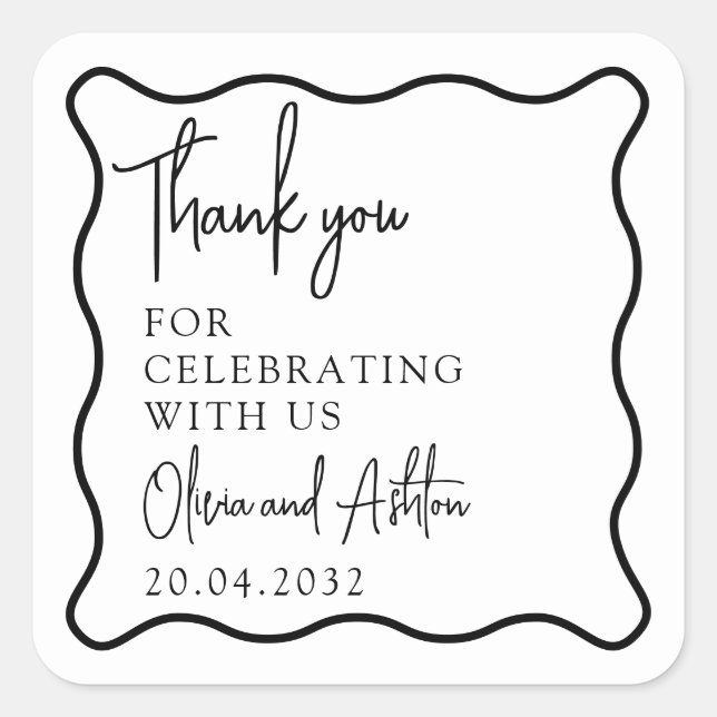 Carré Cadre ondulé, Bordure ondulée, Sticker Merci maria (Devant)