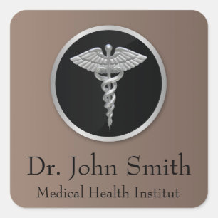 Carré Caducée Médicale en argent - Sticker