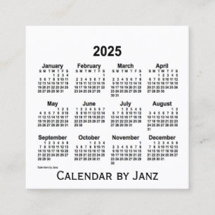 Carré Calendrier blanc 2025 par Janz Carte de visite Car
