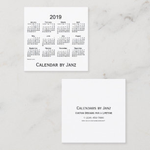 Carré Calendrier de 2019 blancs par le carte de visite