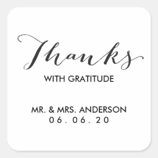 Carré Calligraphie noire | Sticker Merci Mariage