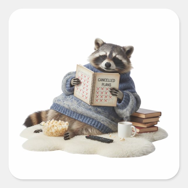 Carré Cancelled Plans Raccoon Sticker (Devant)