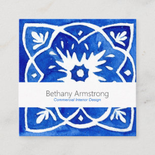 Carré Carrelage méditerranéen Carte de visite bleu et bl