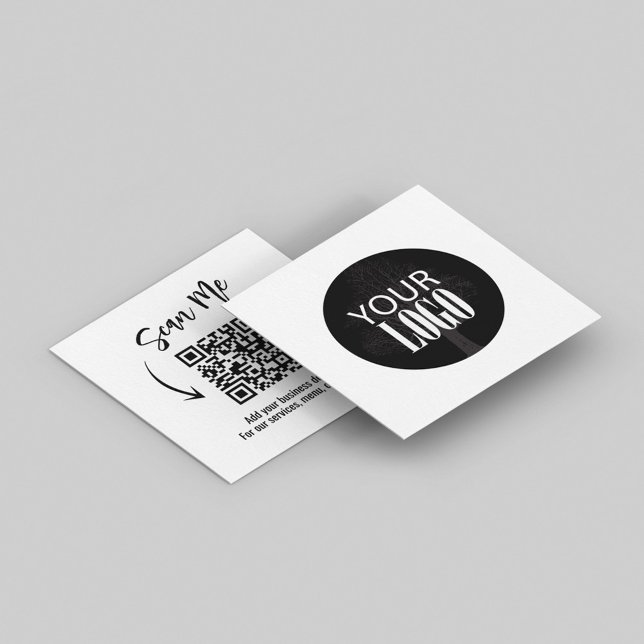Carré Carte de visite (Business card template with a scannable QR code and logo template. )